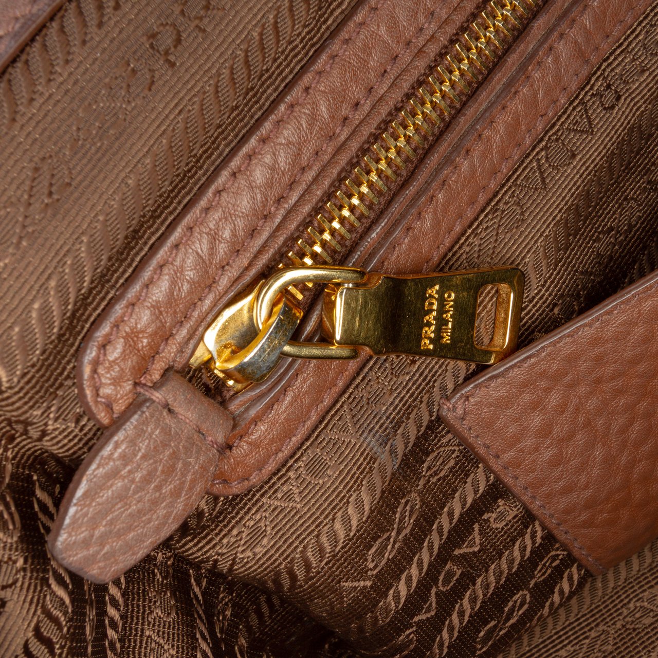 Prada Vitello Phenix Zip Top Satchel Bruin