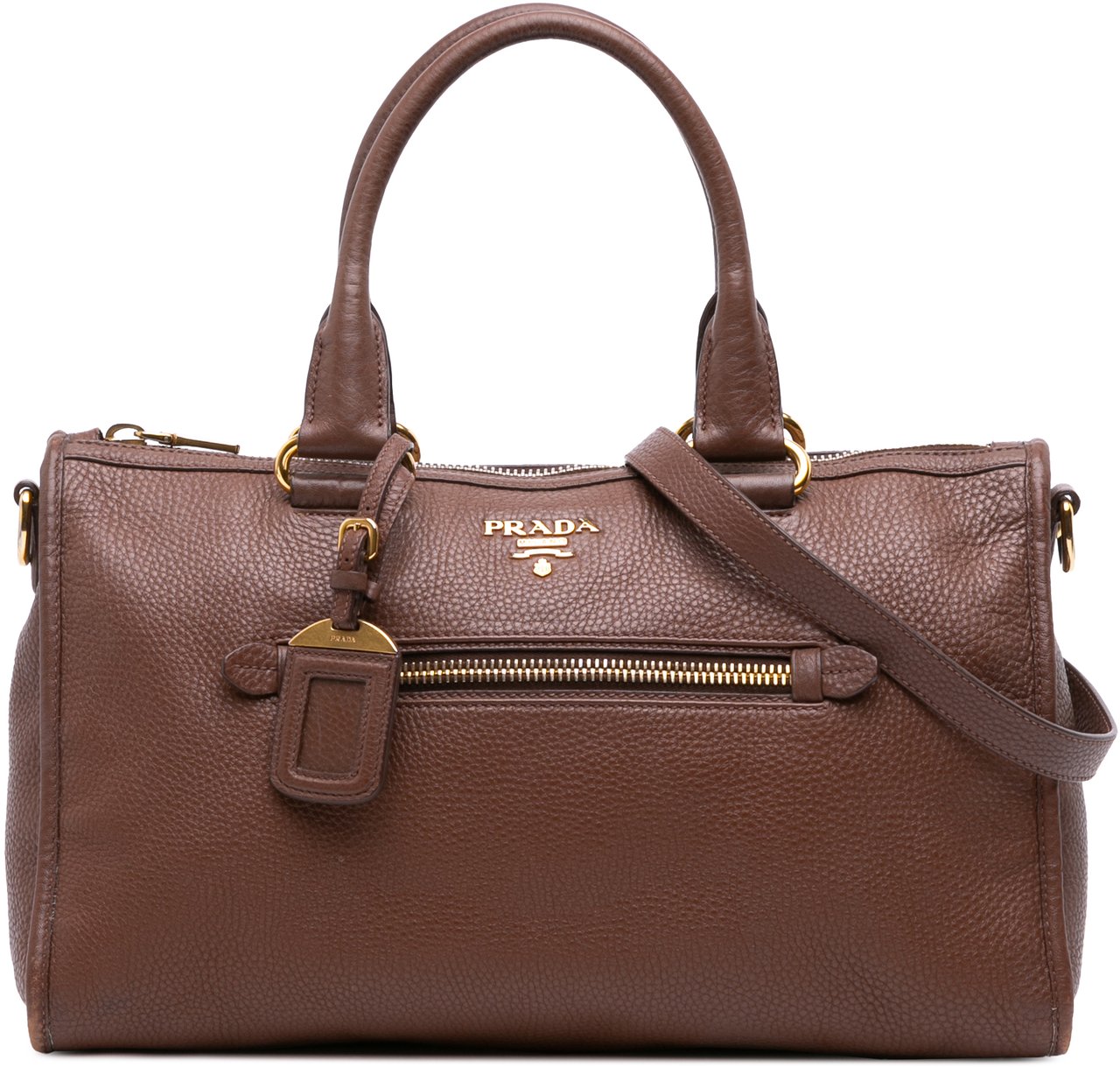 Prada Vitello Phenix Zip Top Satchel Bruin