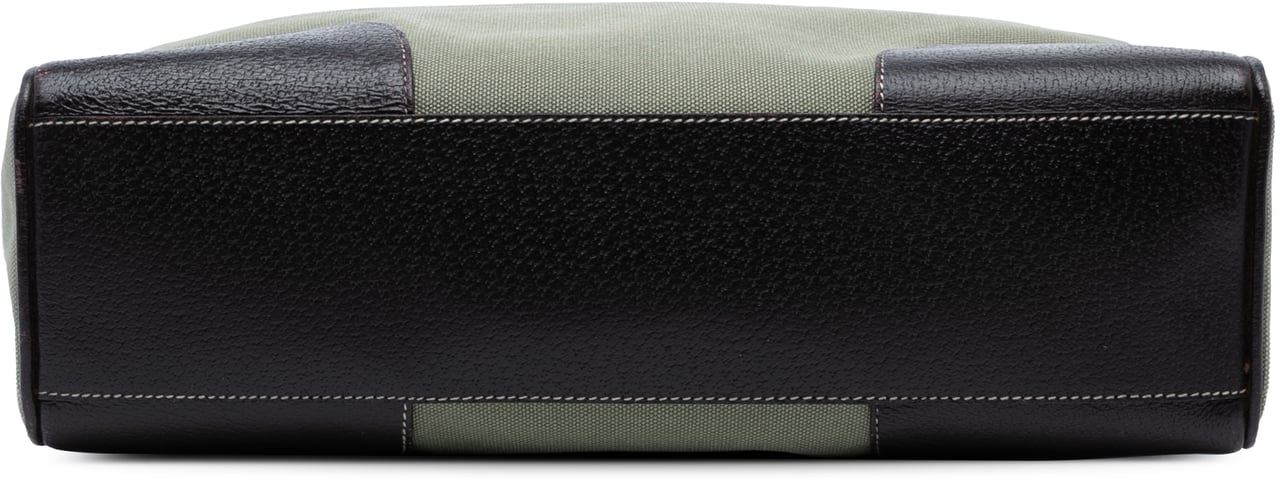 Prada Cinghiale Trimmed Canvas Canapa Tote Grijs