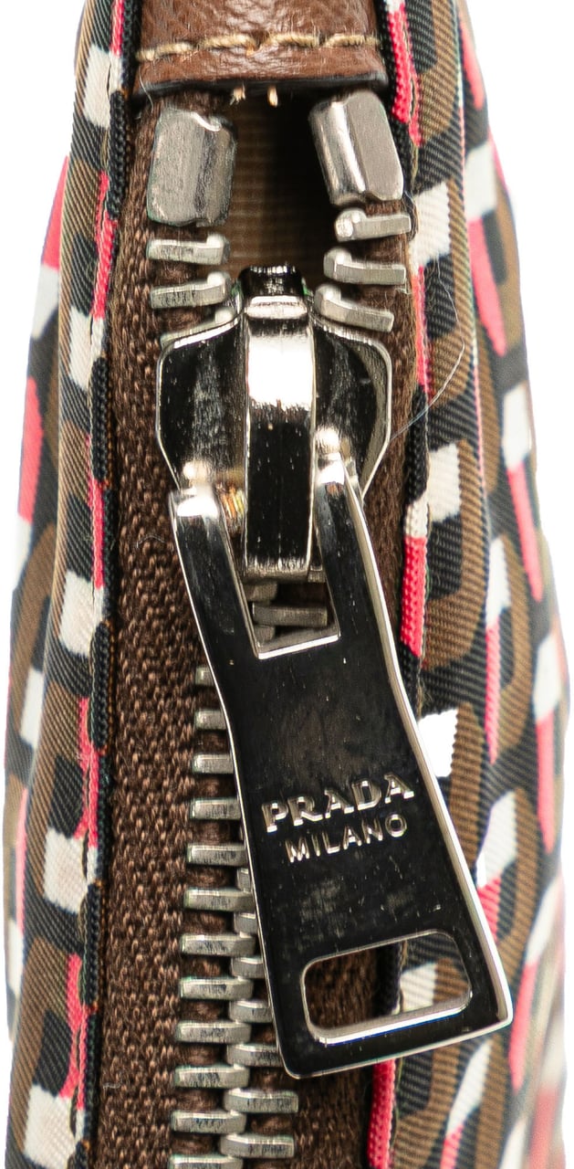 Prada Tessuto Stampato Wristlet Clutch Bruin