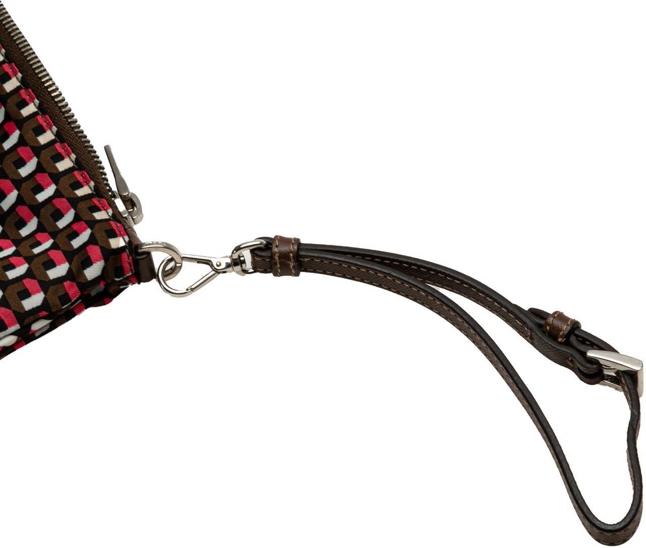 Prada Tessuto Stampato Wristlet Clutch Bruin