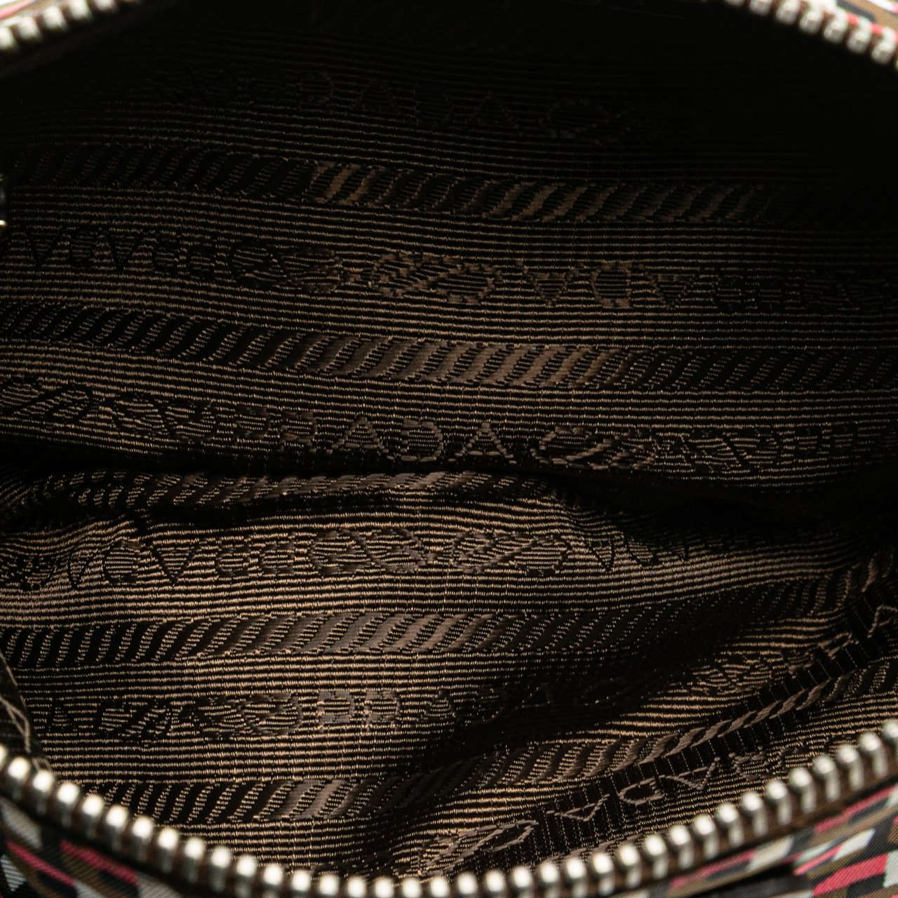 Prada Tessuto Stampato Wristlet Clutch Bruin