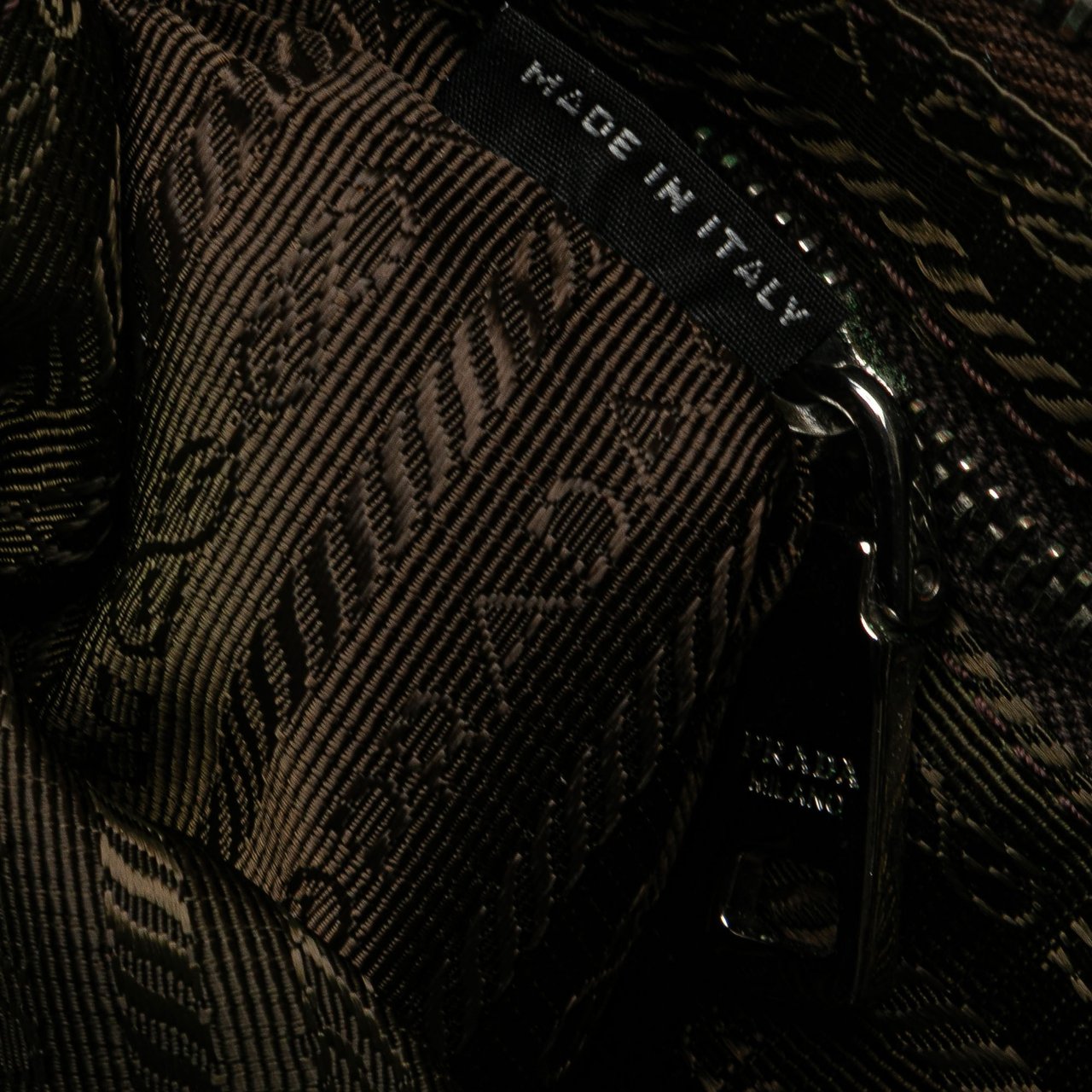 Prada Tessuto Stampato Wristlet Clutch Bruin