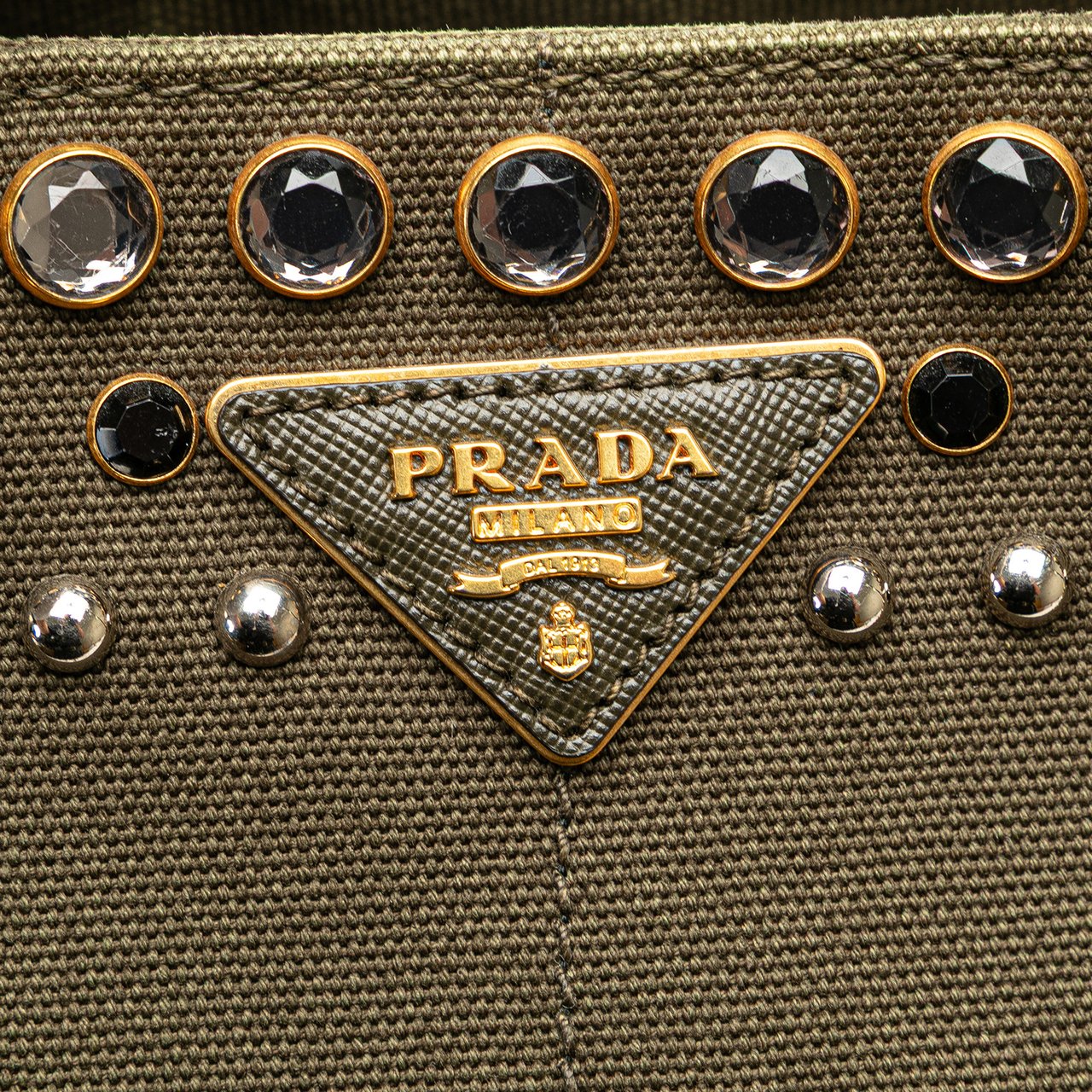 Prada Small Canvas Canapa Bijoux Satchel Bruin