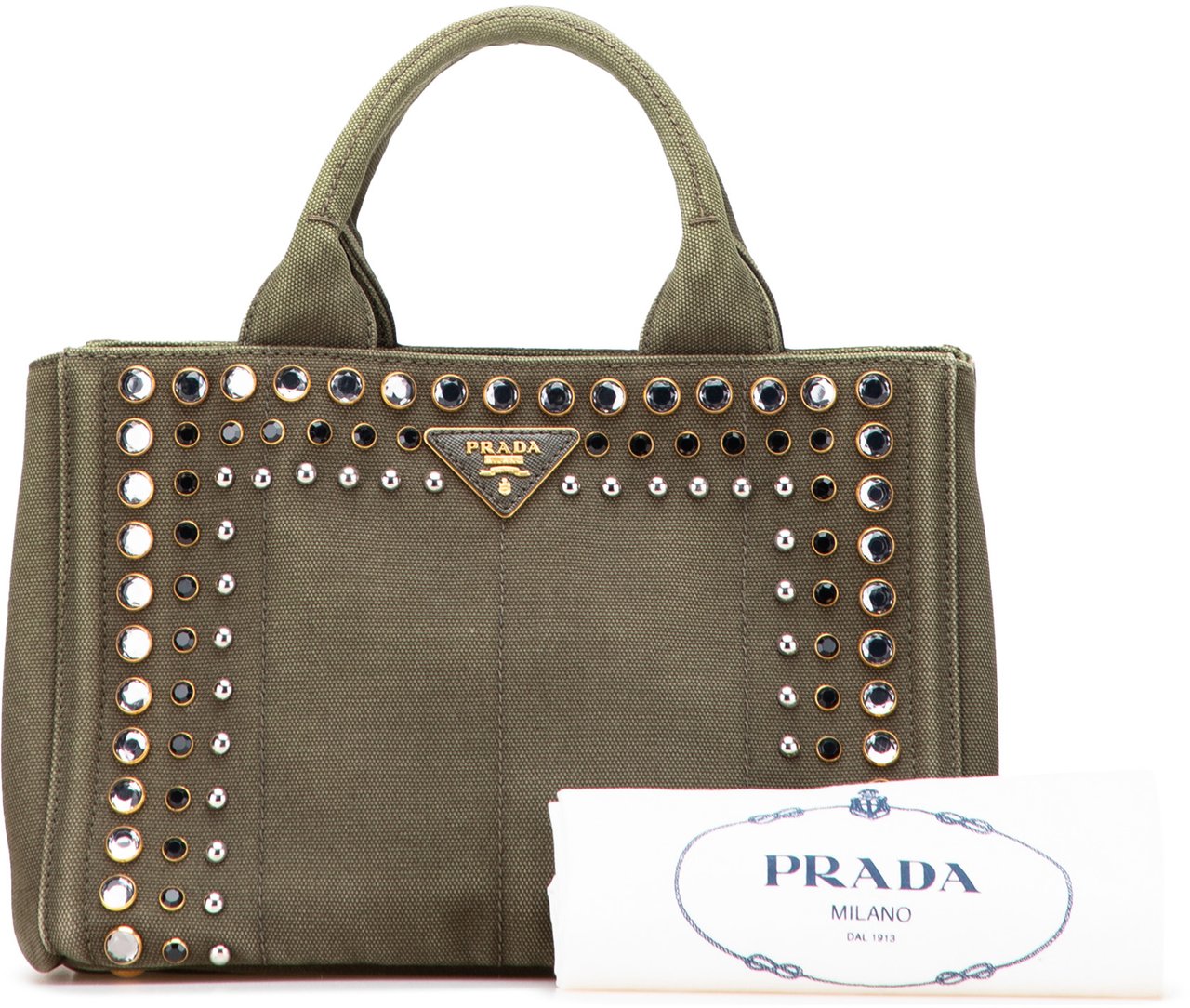 Prada Small Canvas Canapa Bijoux Satchel Bruin