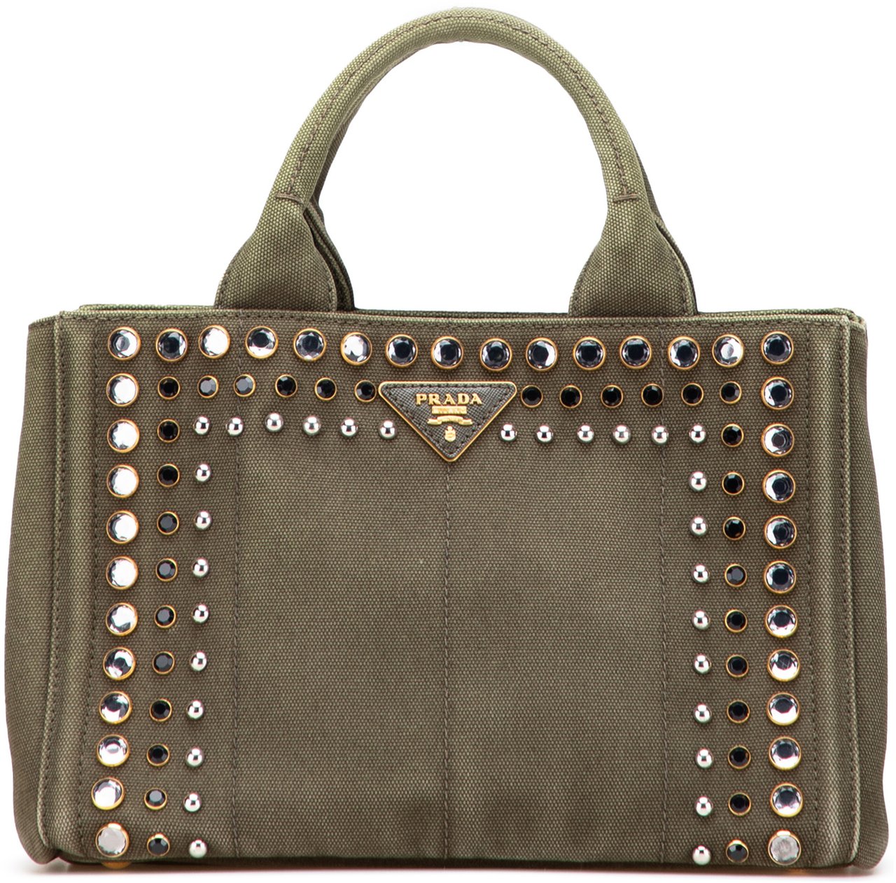 Prada Small Canvas Canapa Bijoux Satchel Bruin