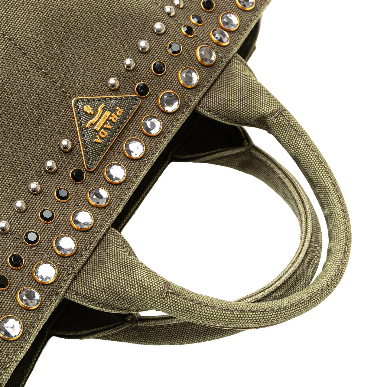 Prada Small Canvas Canapa Bijoux Satchel Bruin