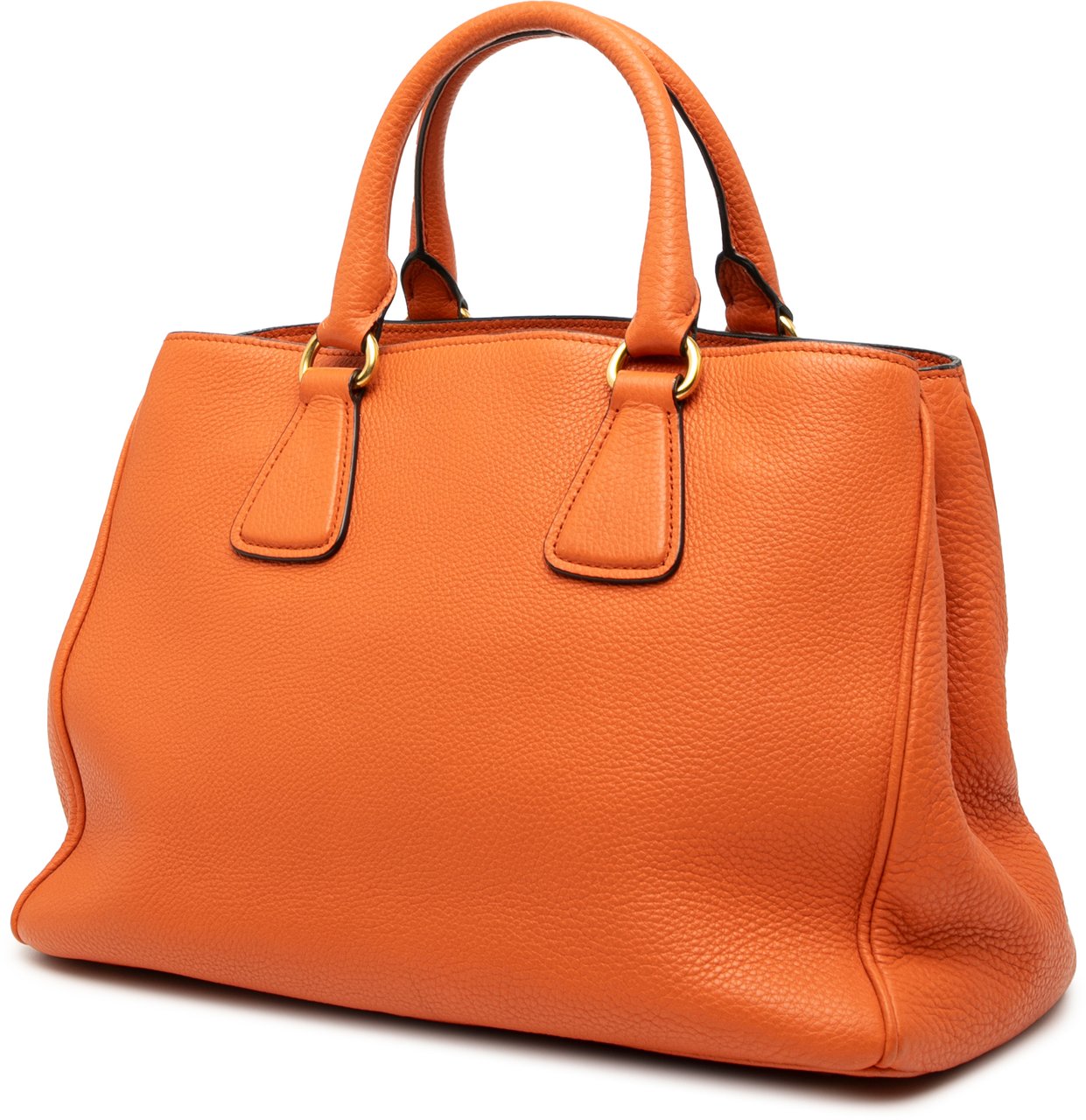 Prada Vitello Daino Open Convertible Tote Oranje