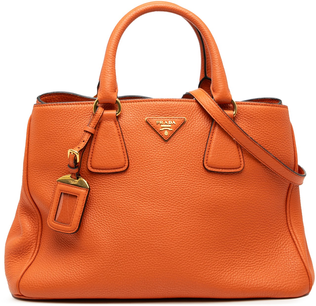 Prada Vitello Daino Open Convertible Tote Oranje