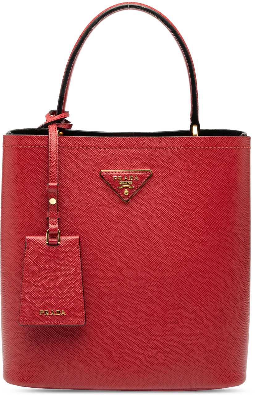 Prada Medium Saffiano Cuir Panier Satchel Rood