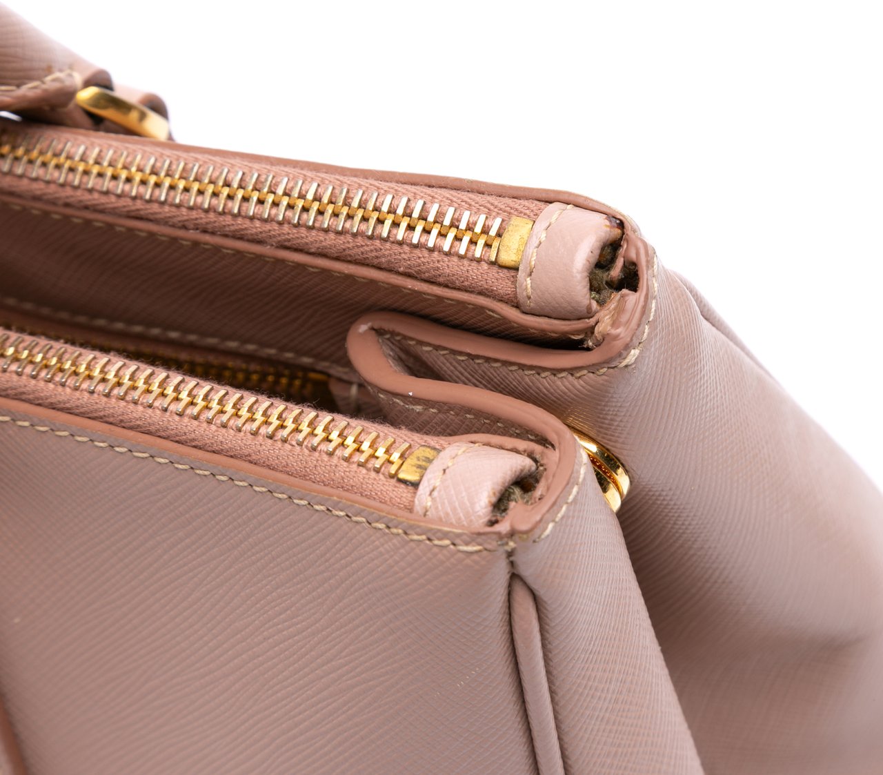 Prada Medium Saffiano Lux Galleria Double Zip Satchel Roze