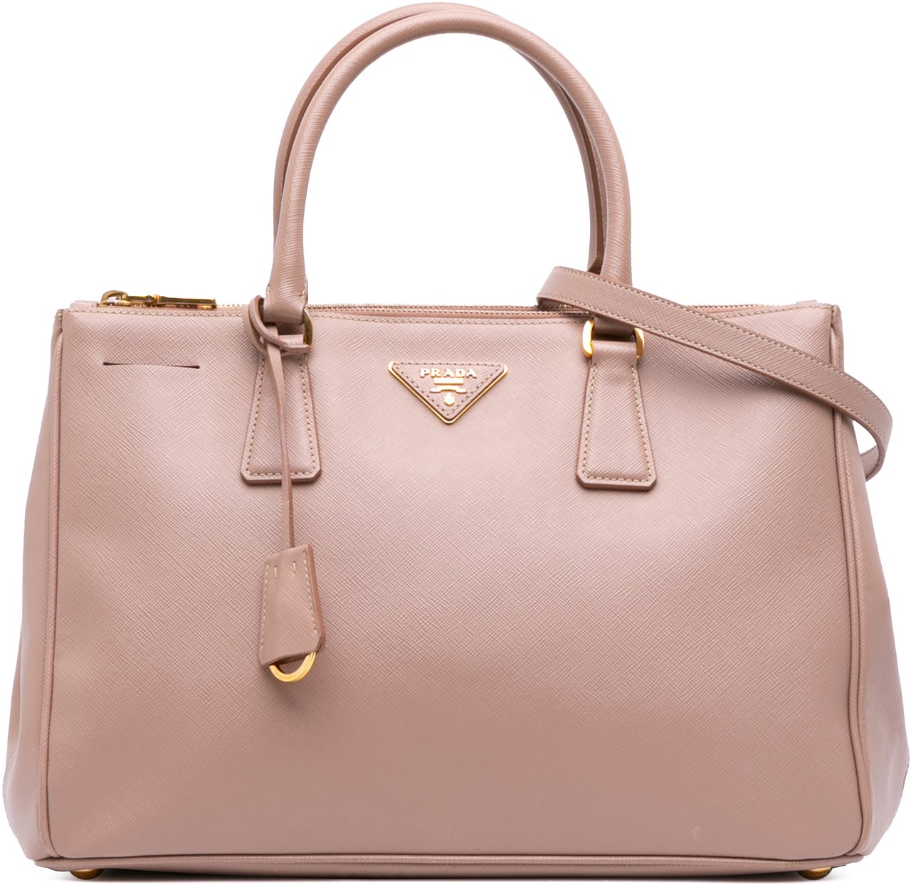 Prada Medium Saffiano Lux Galleria Double Zip Satchel Roze