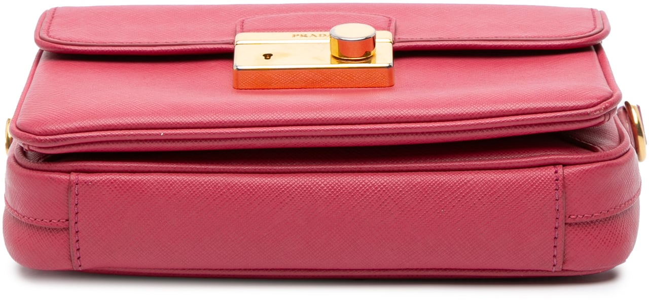 Prada Saffiano Sound Lock Satchel Roze