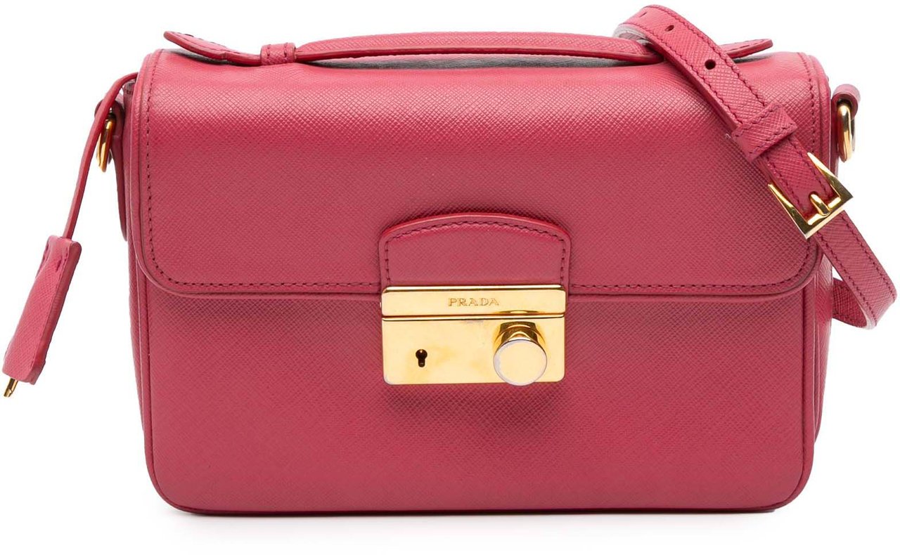 Prada Saffiano Sound Lock Satchel Roze