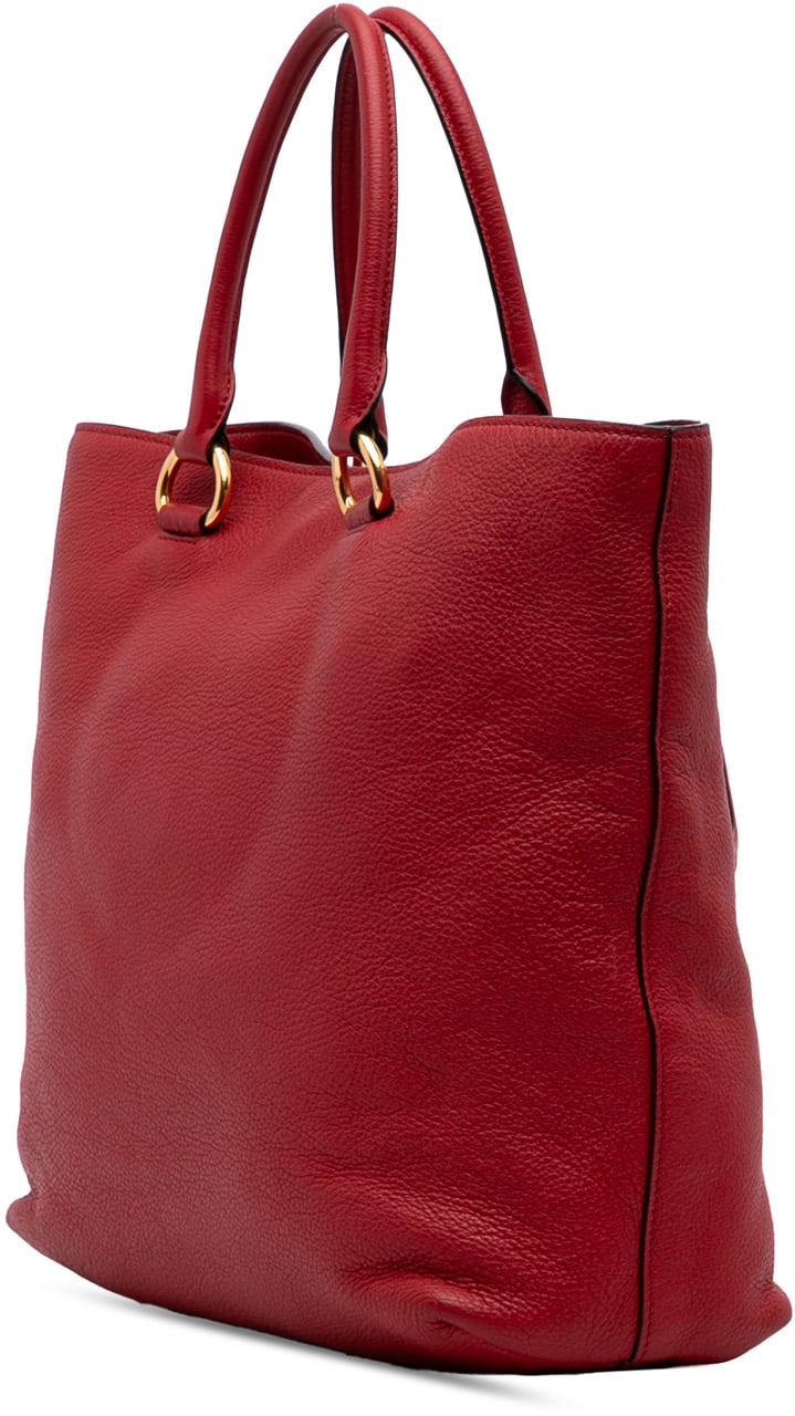 Prada Vitello Daino Open Convertible Tote Rood