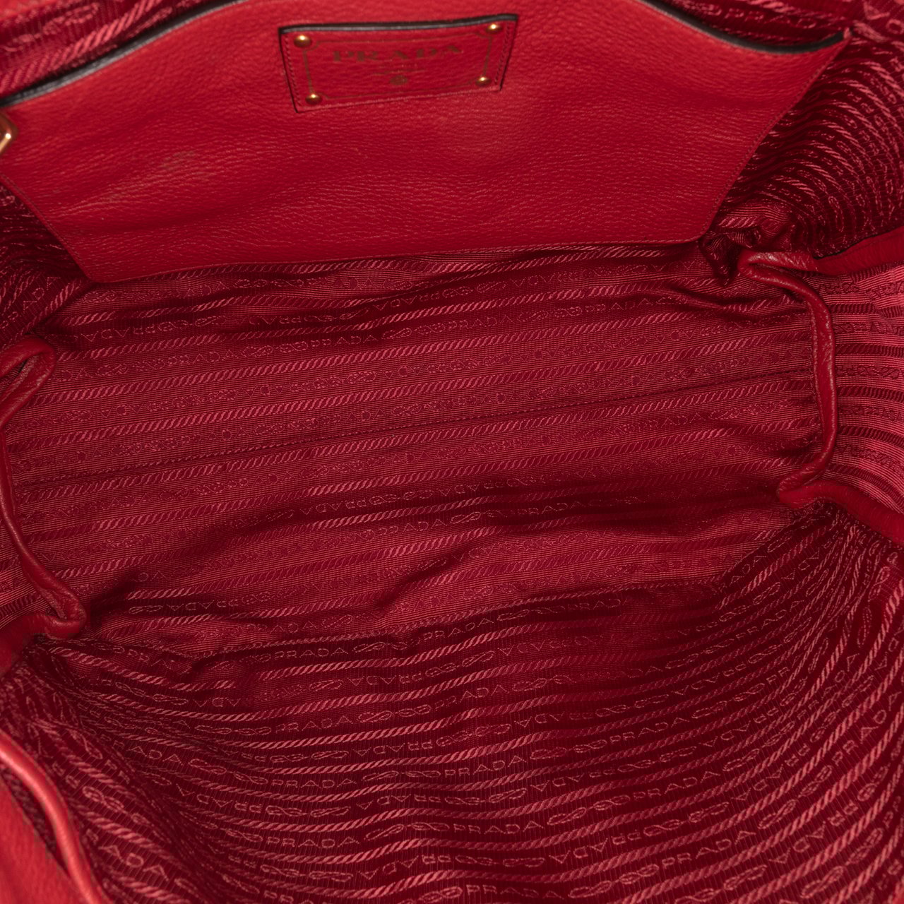 Prada Vitello Daino Open Convertible Tote Rood