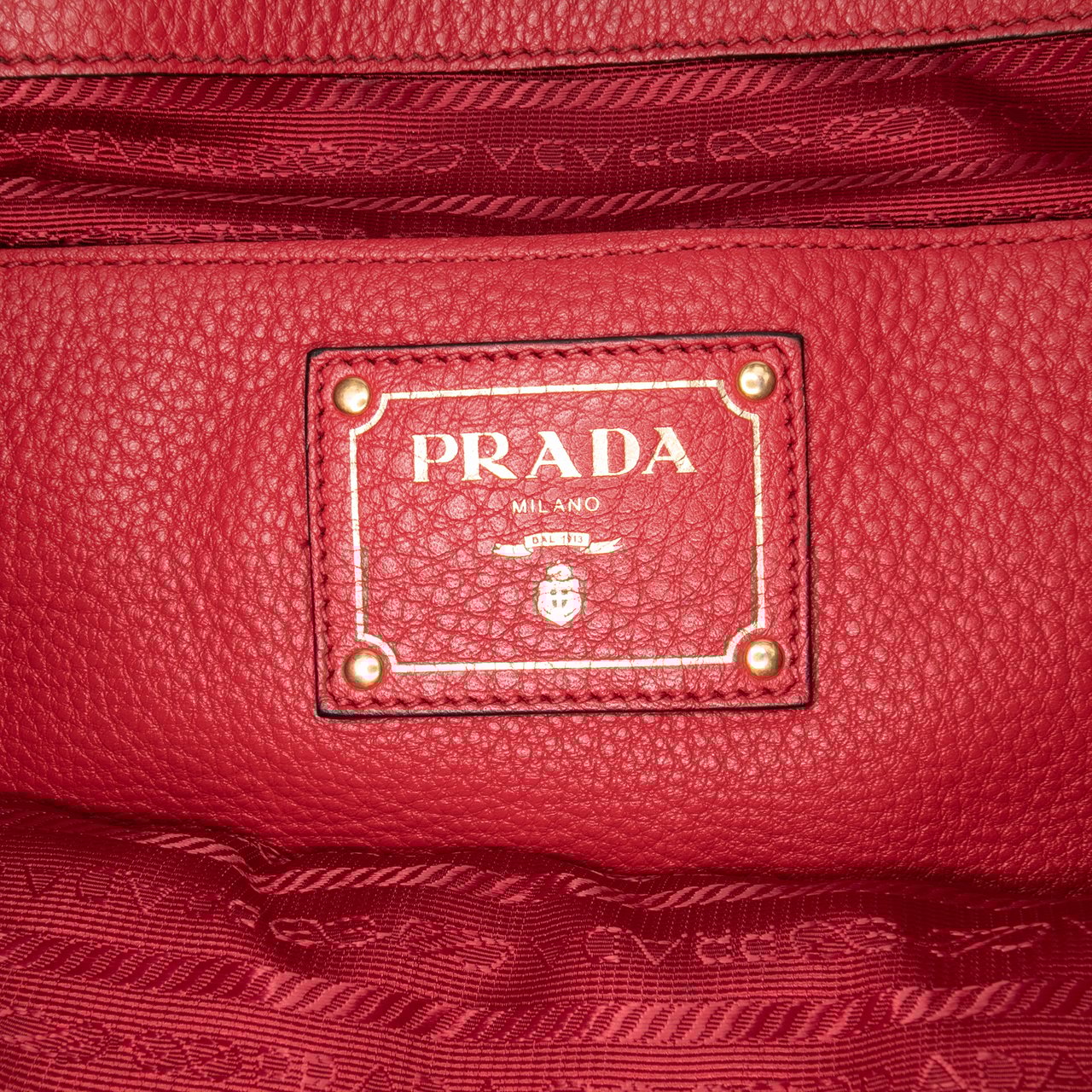 Prada Vitello Daino Open Convertible Tote Rood