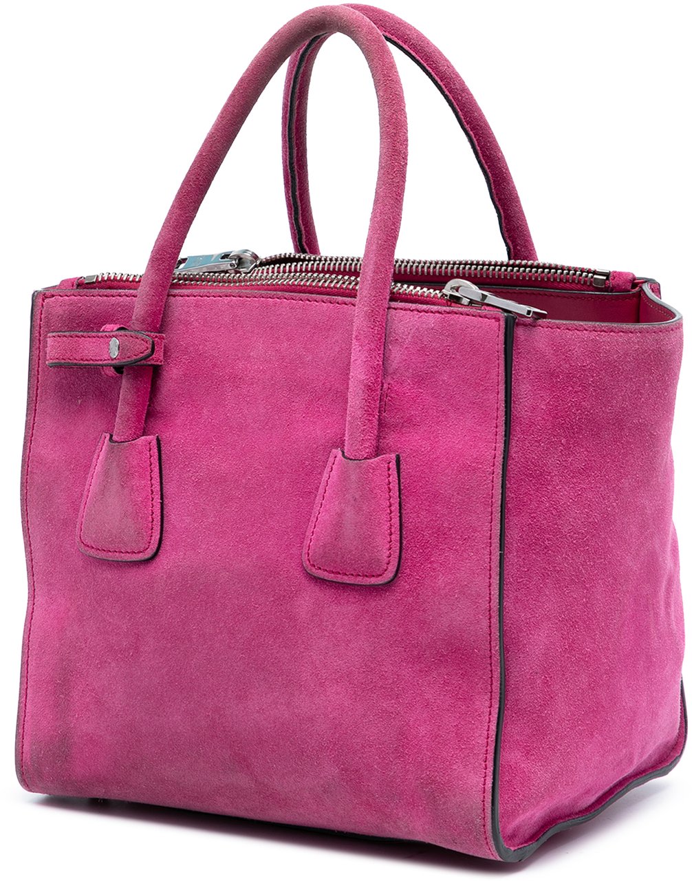Prada Small Scamosciato Twin Pocket Satchel Roze