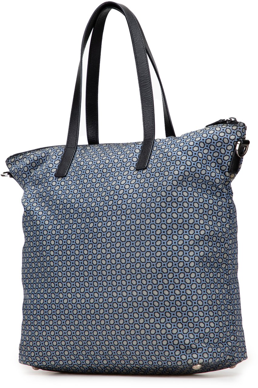 Prada Tessuto Stampato Satchel Blauw