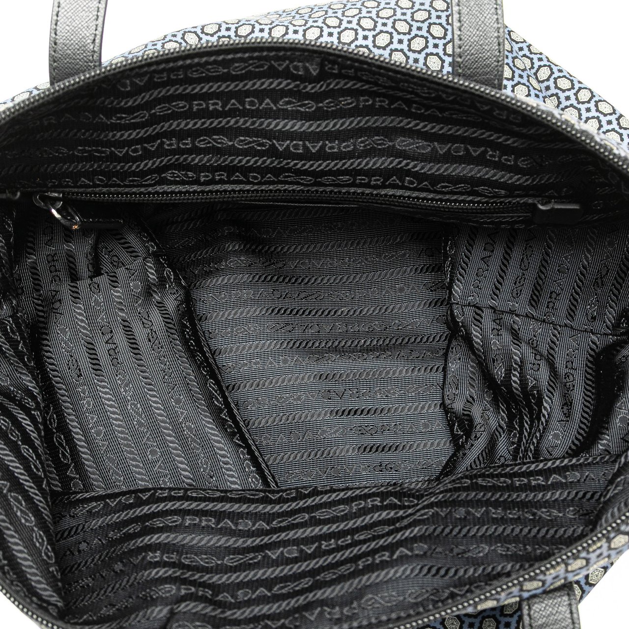 Prada Tessuto Stampato Satchel Blauw