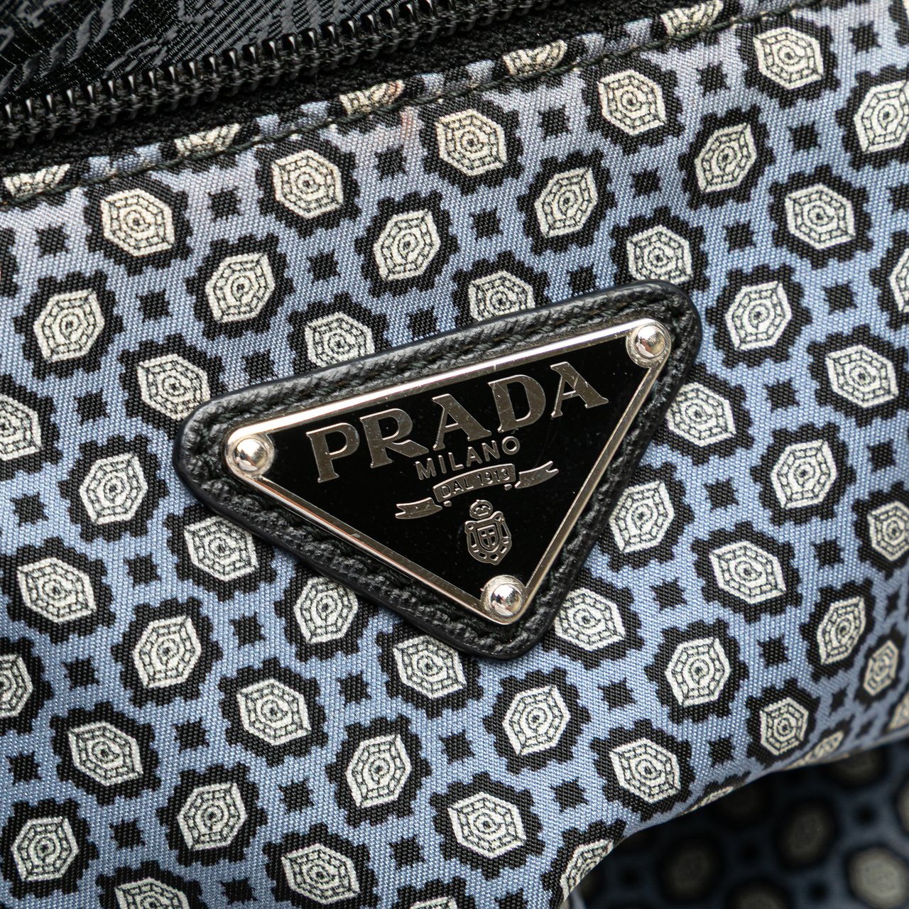 Prada Tessuto Stampato Satchel Blauw