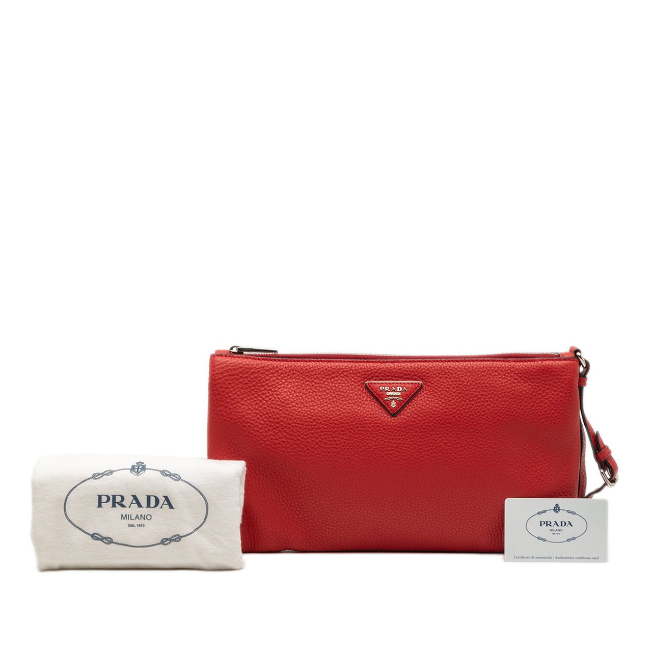 Prada Vitello Daino Clutch Rood