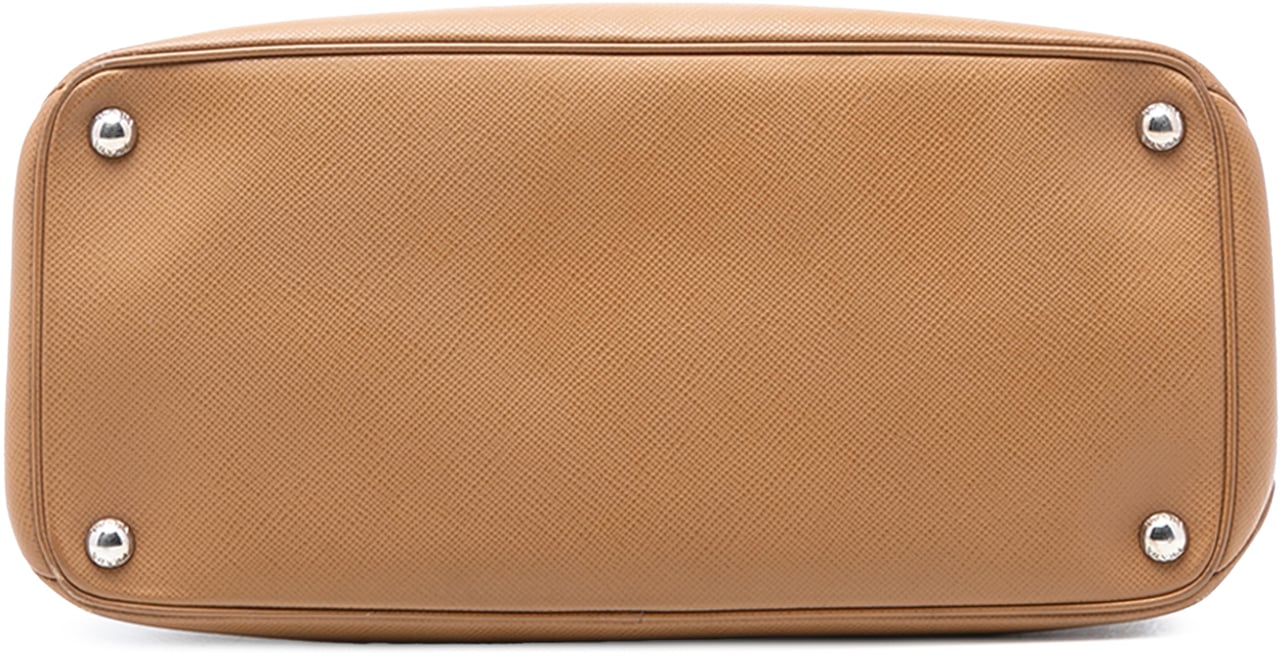 Prada Saffiano Cuir Turnlock Twin Satchel Bruin