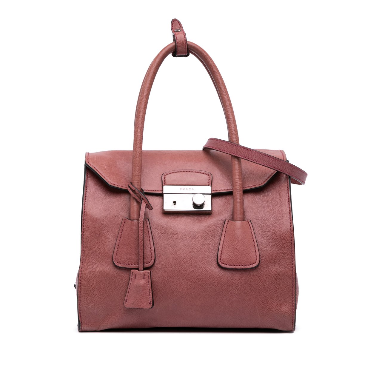 Prada Glace Calf Sound Lock Satchel Roze
