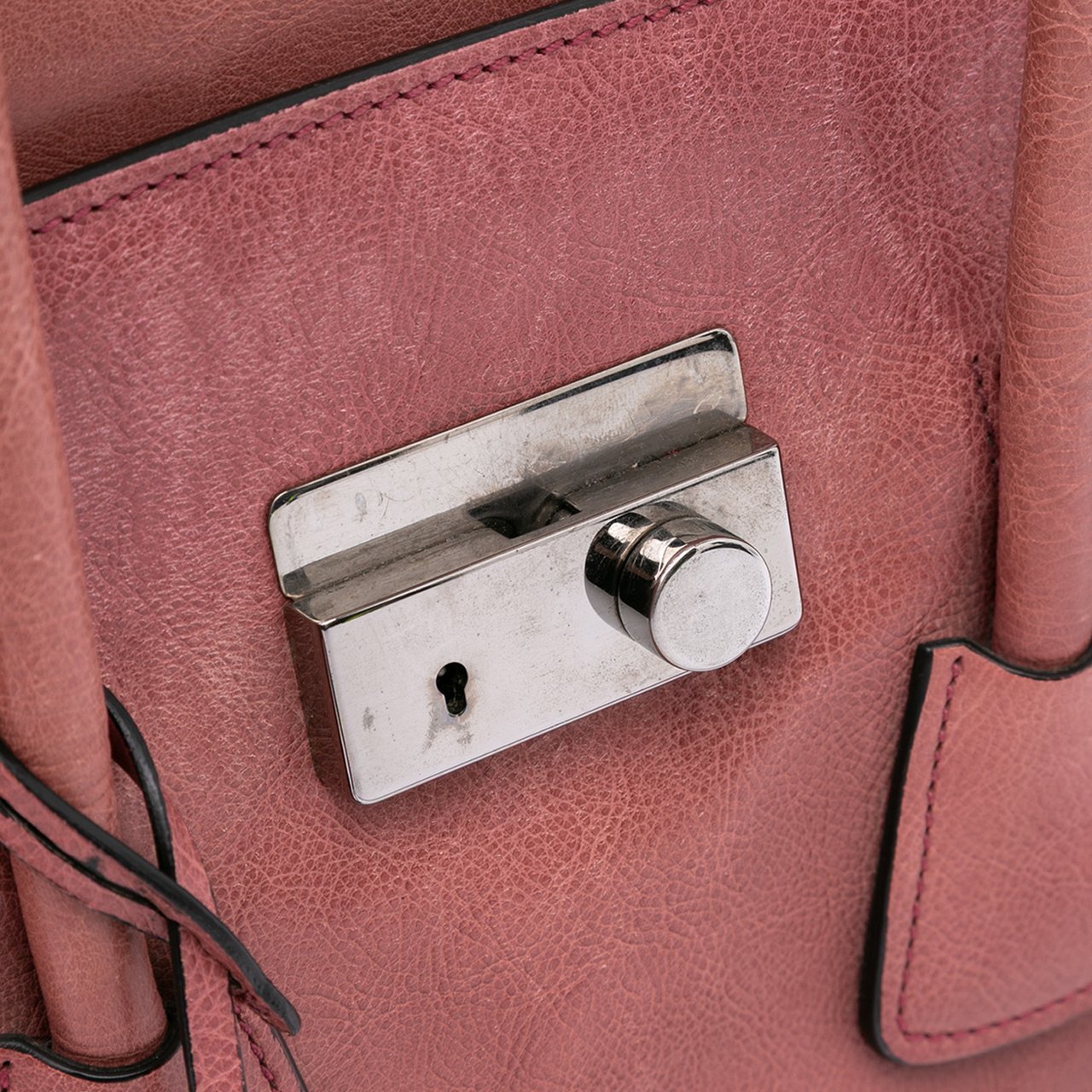 Prada Glace Calf Sound Lock Satchel Roze