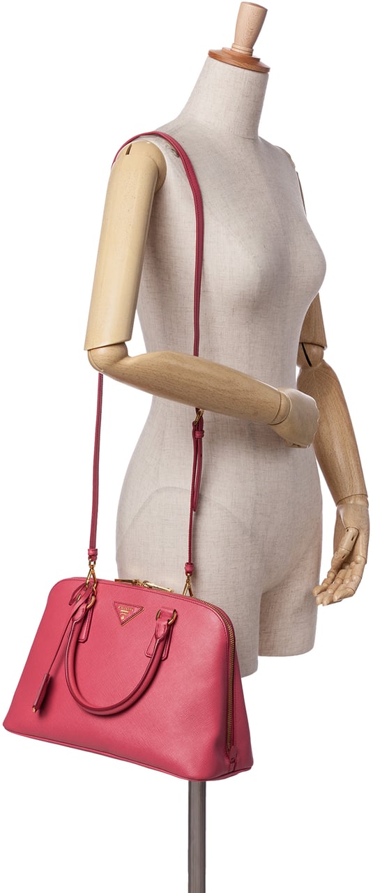 Prada Medium Saffiano Lux Promenade Satchel Roze