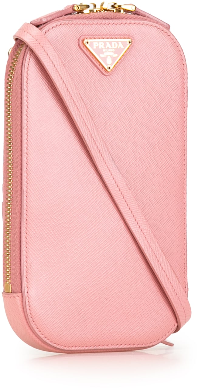 Prada Mini Saffiano Crossbody Phone Pouch Roze