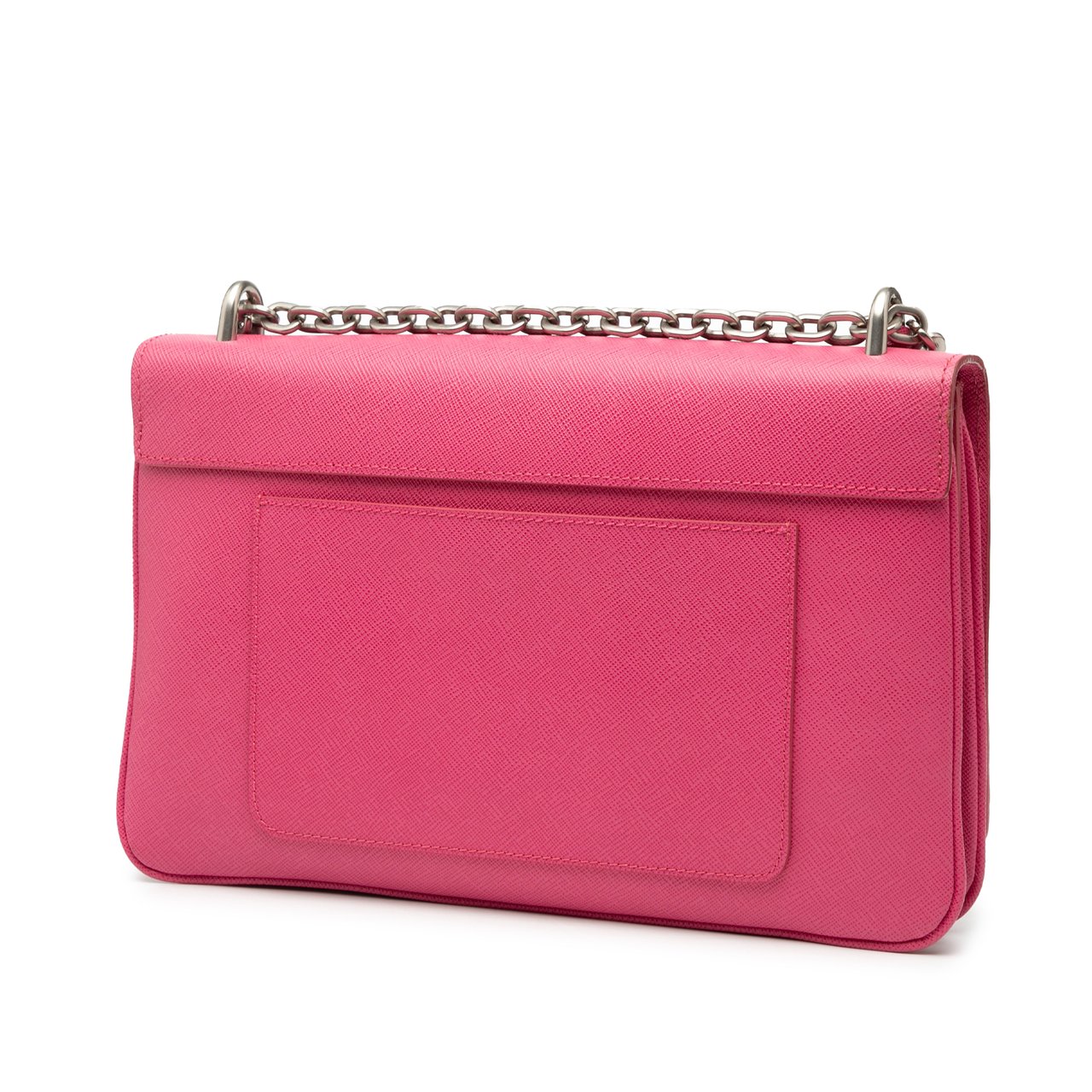 Prada Saffiano Lux Lock Chain Flap Roze
