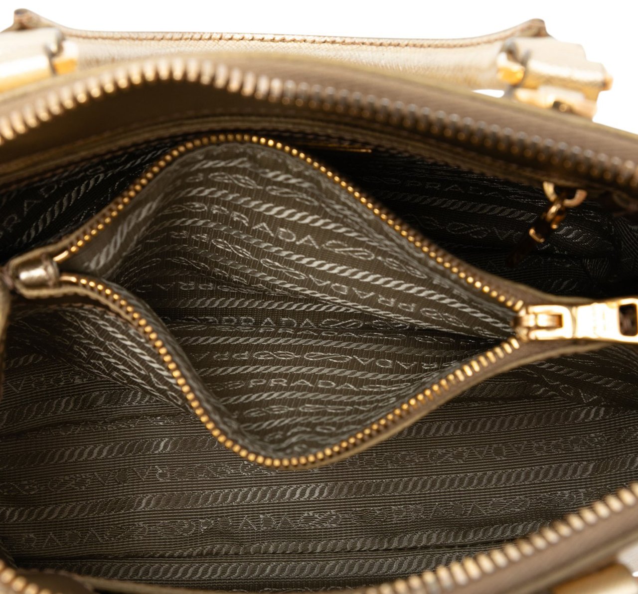 Prada Small Saffiano Lux Promenade Satchel Goud