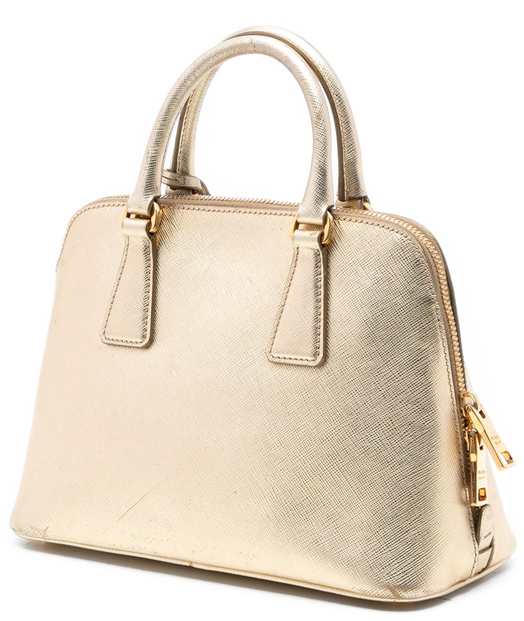 Prada Small Saffiano Lux Promenade Satchel Goud