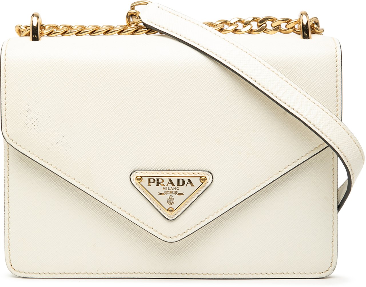 Prada Saffiano Lux Envelope Chain Flap Wit