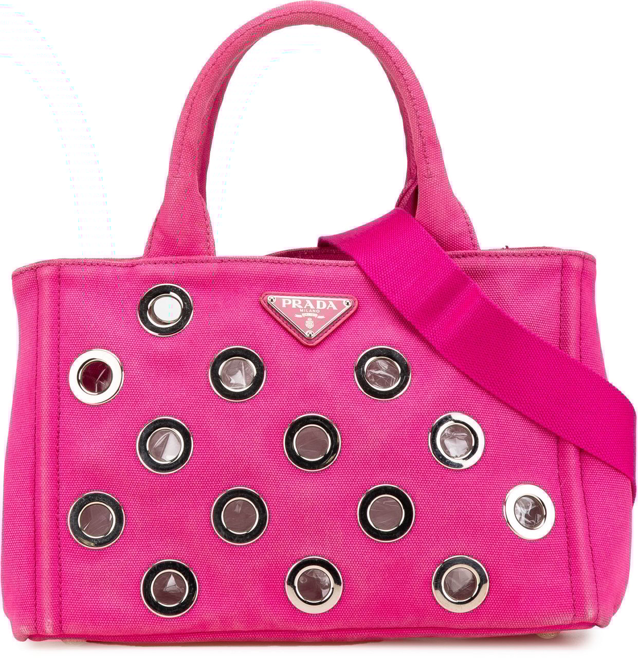 Prada Small Canvas Canapa Grommet Satchel Roze