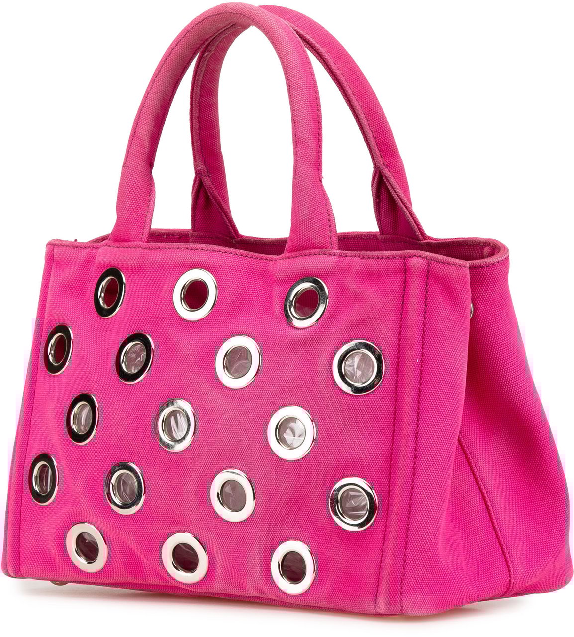 Prada Small Canvas Canapa Grommet Satchel Roze