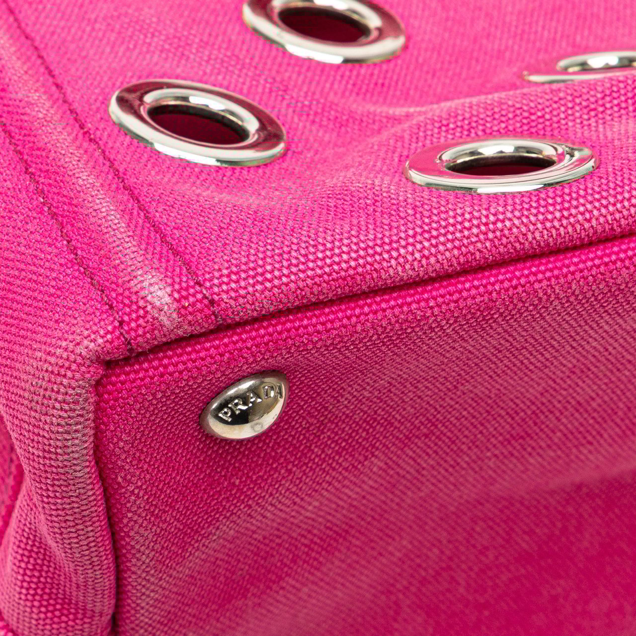 Prada Small Canvas Canapa Grommet Satchel Roze