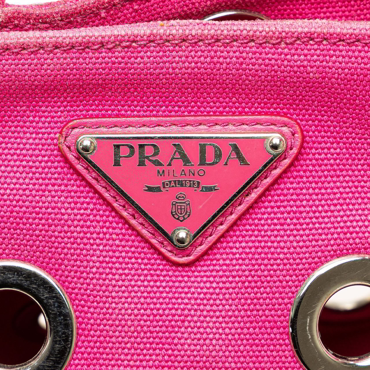 Prada Small Canvas Canapa Grommet Satchel Roze