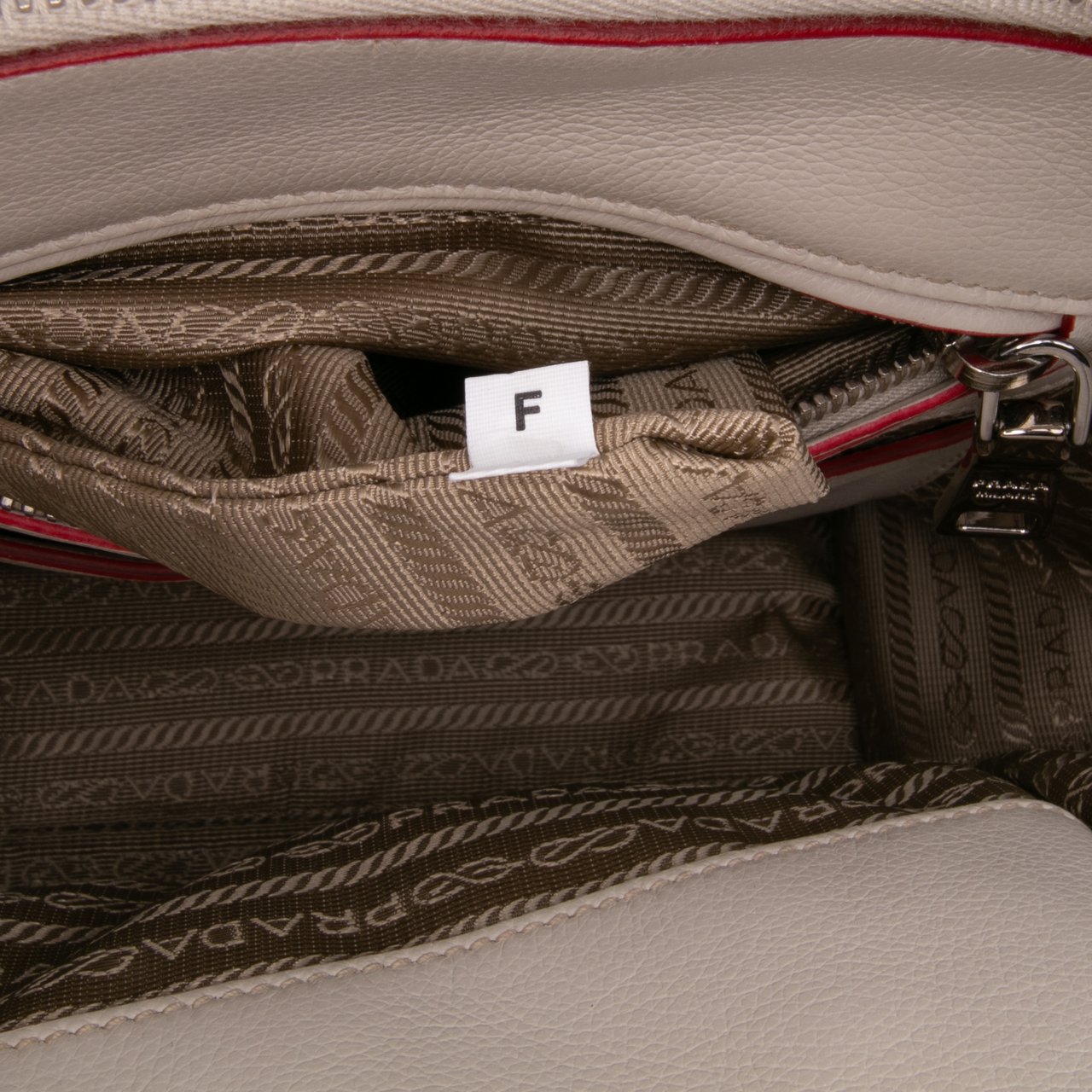 Prada Mini Scamosciato Trimmed Glace Calf Twin Pocket Satchel Wit
