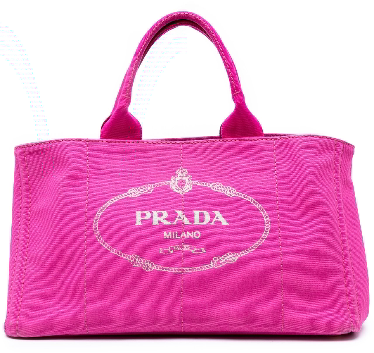 Prada Large Canvas Canapa Logo Satchel Roze