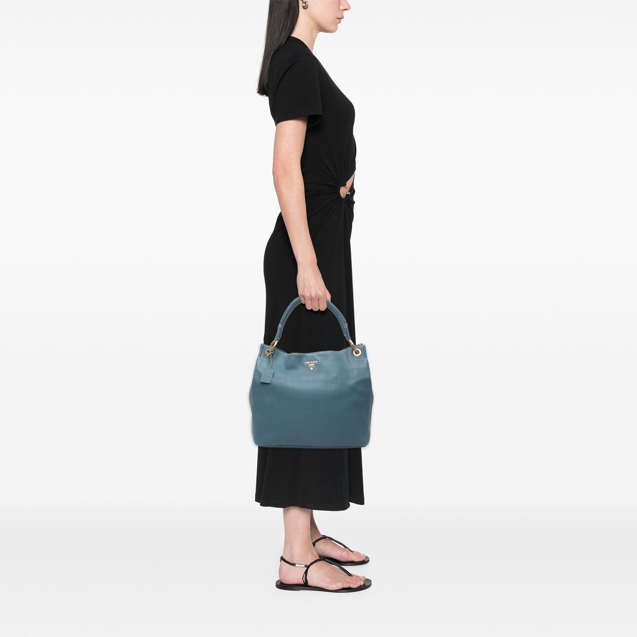 Prada Vitello Daino Hobo Blauw