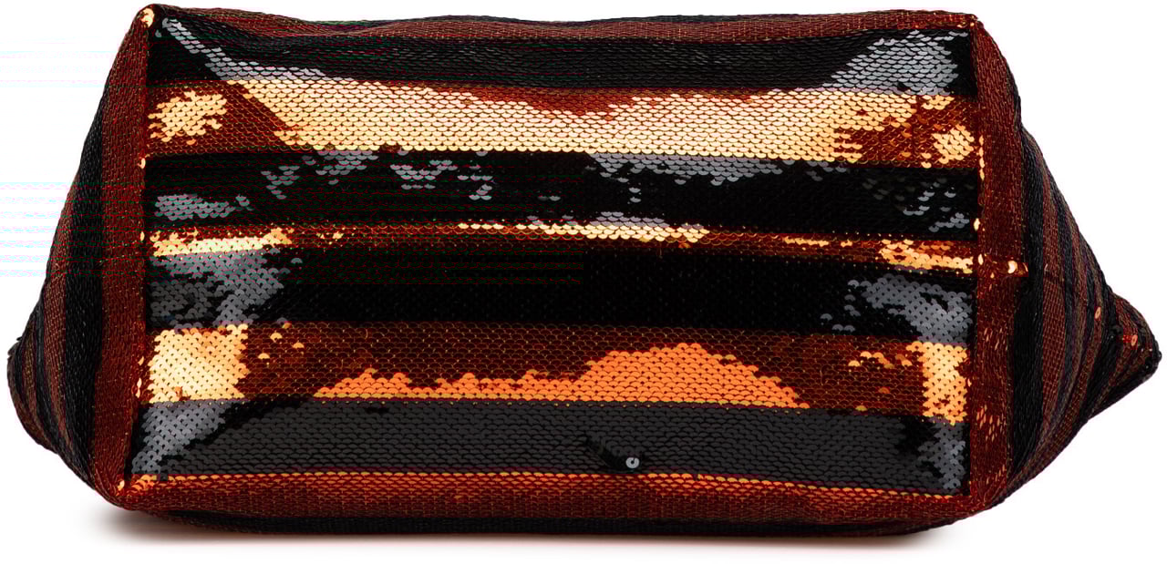 Prada Satin Sequin Stripes Tote Oranje