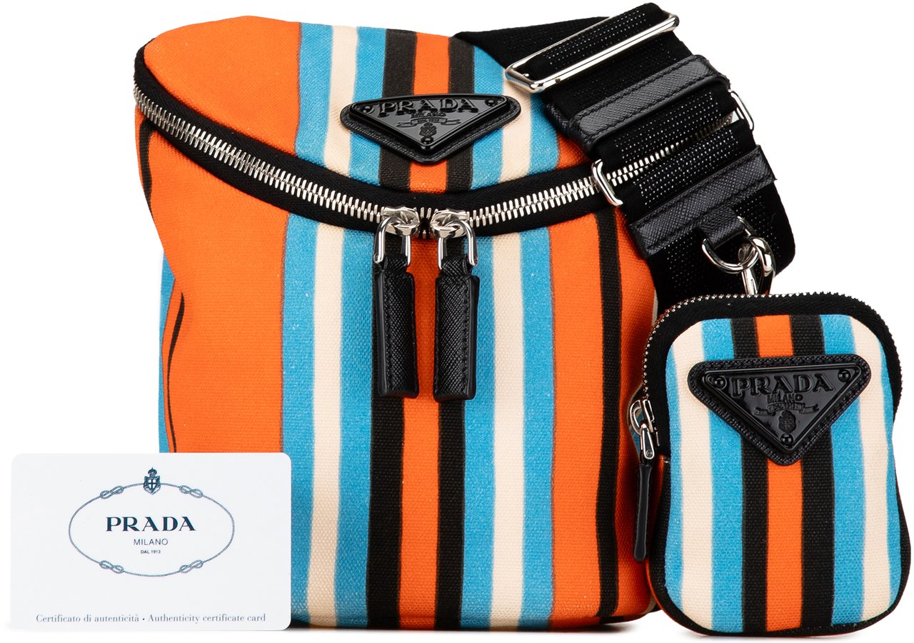 Prada Canvas Canapa Baiadera Crossbody Oranje