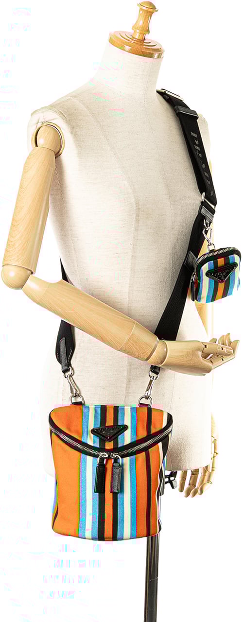 Prada Canapa Baiadera Crossbody Bag Oranje