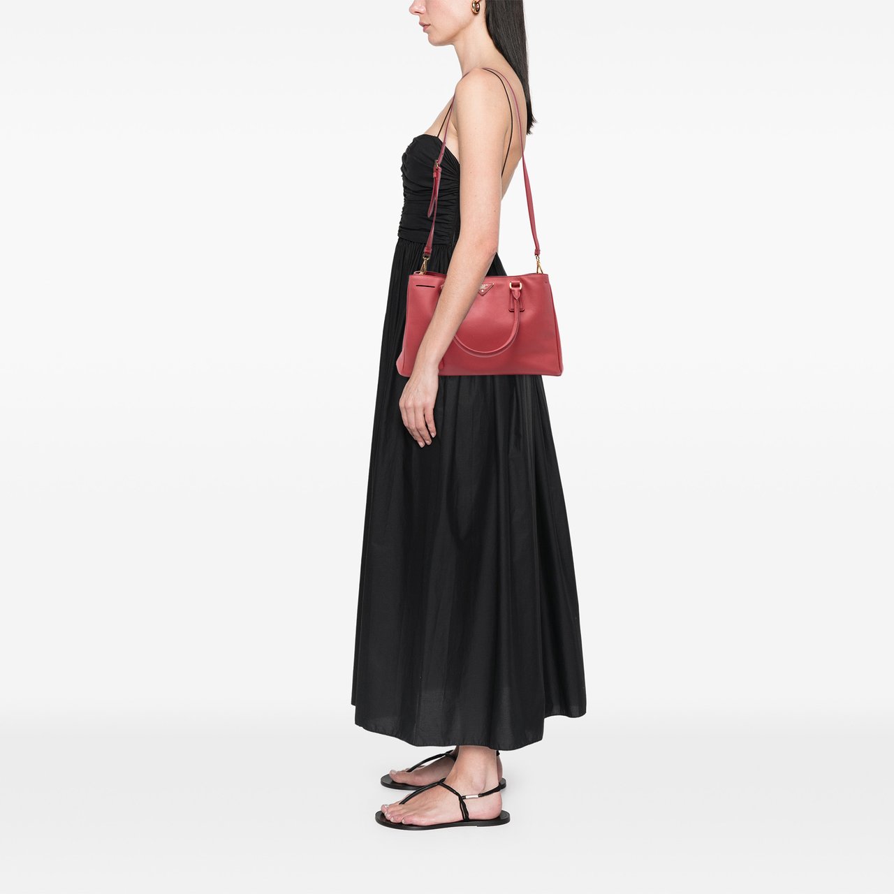 Prada Medium Saffiano Lux Galleria Satchel Rood