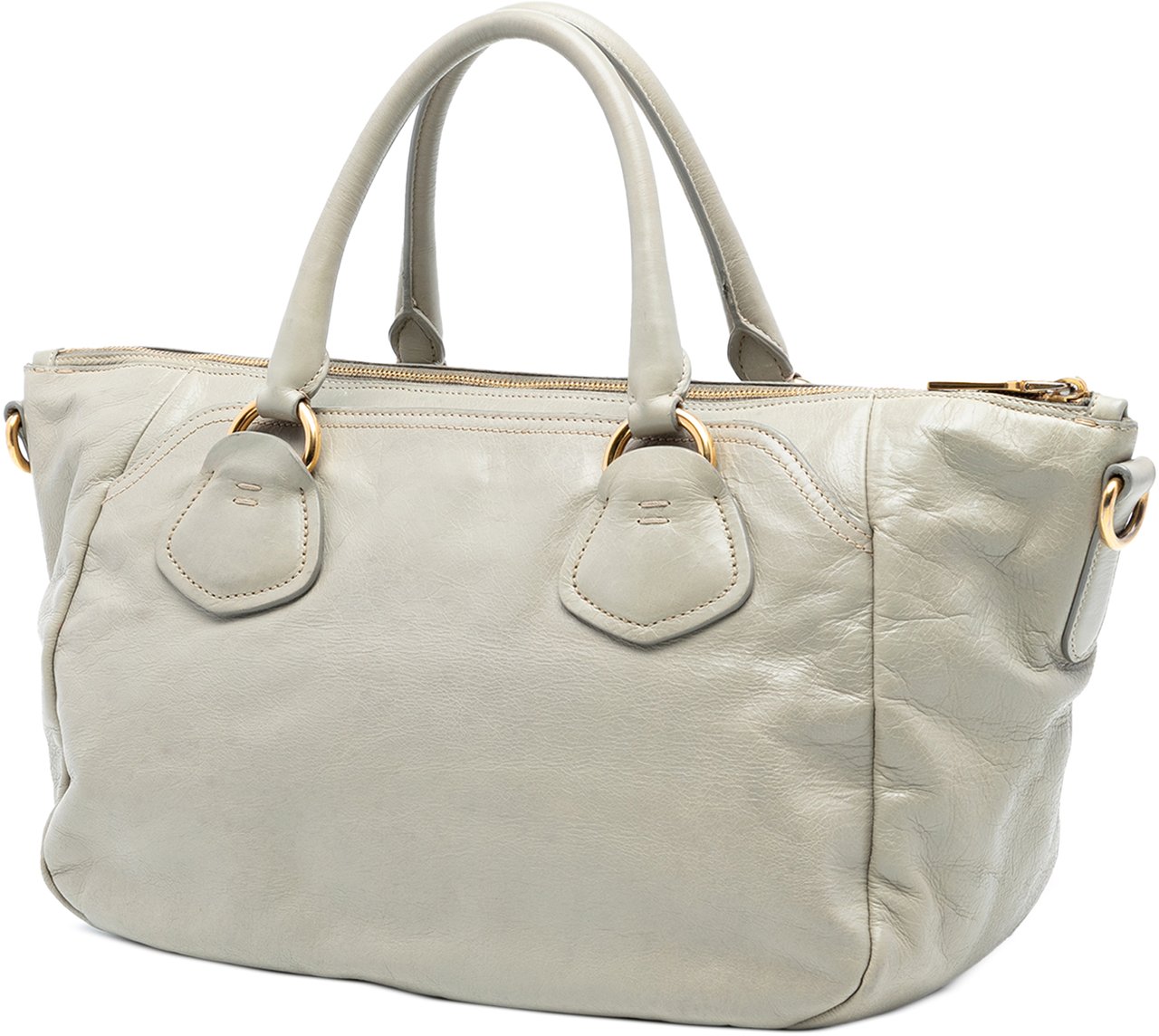 Prada Vitello Shine Satchel Grijs