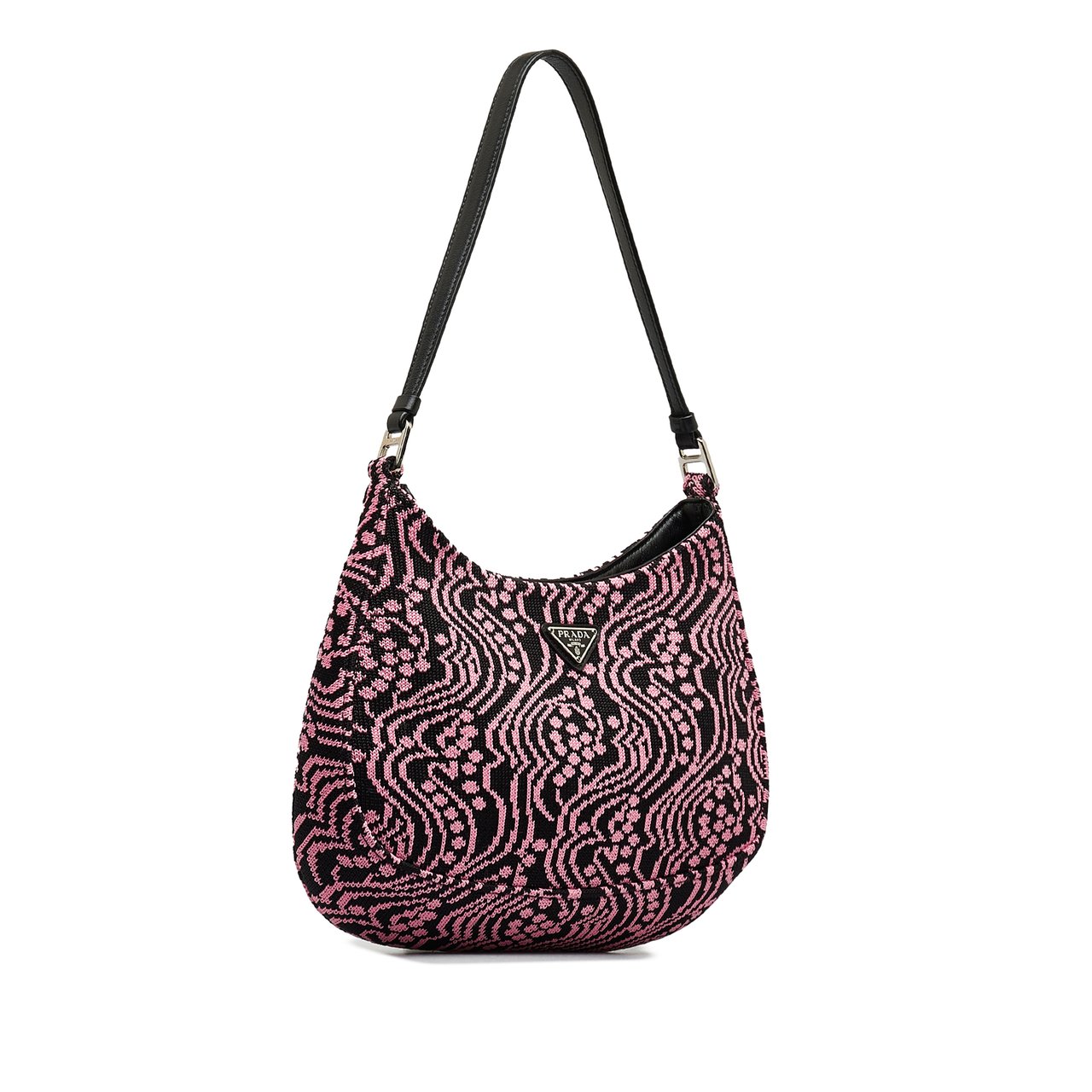Prada Maglia Jacquard Knit Cleo Bag Roze