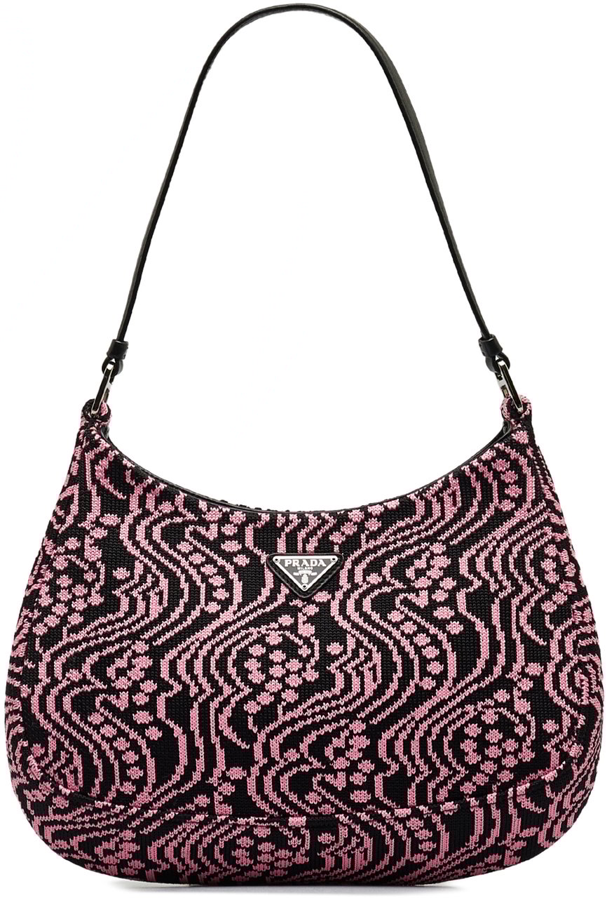 Prada Maglia Jacquard Knit Cleo Bag Roze