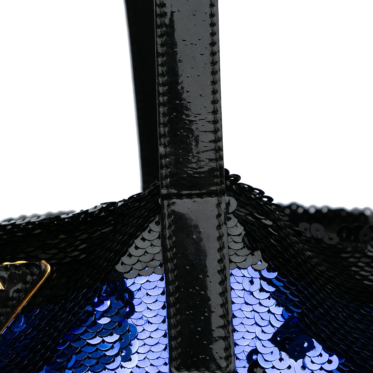 Prada Sequined Satin Stripes Tote Blauw
